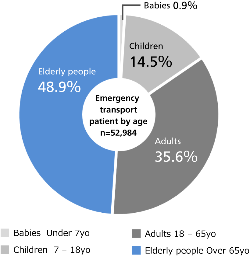 Percentage of heatstroke patients by age